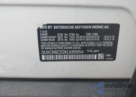 2019 BMW X5 xDrive40I from USA, damaged, VIN 5UXCR6C53KLK89954